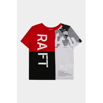 Tricou cu decolteu la baza gatului si model colorblock