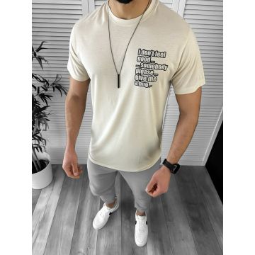 Tricou barbati slim fit bej 12448 D2-1.3