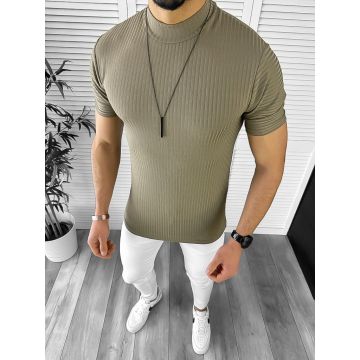 Tricou barbati slim fit kaki 12466 P18-3.2