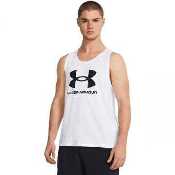 Tricou barbati Under Armour Sportstyle Logo Tank 1382883-100, S, Alb